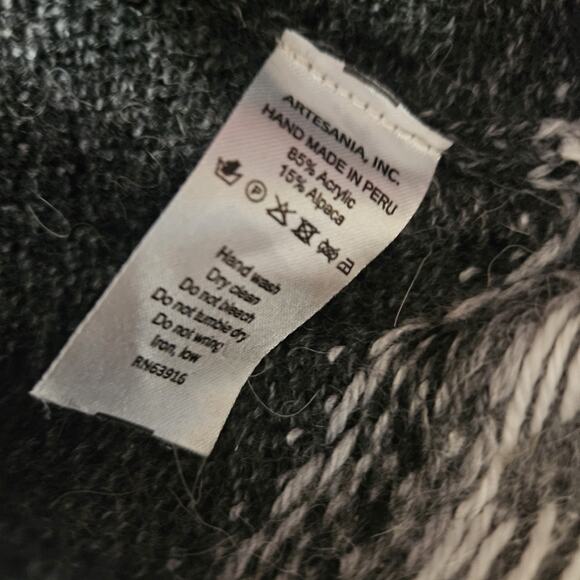 Artesanias Alpaca Blend 1/4 Quarter Zip Mock Sweater Fair Isles Men's Large - Picture 7 of 10